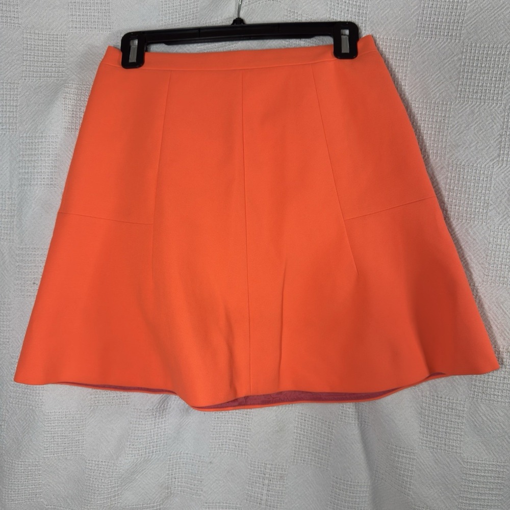 J. Crew Women's Bright Orange Lined Flare Mini Skirt Size‎ 0 Zip Back